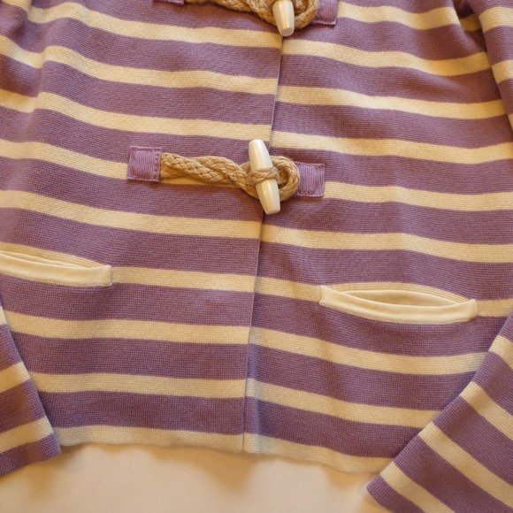 Moschino Cheap and Chic Ladies Lilac Cream Striped Knit Sweater Jacket USA SZ 10 - Picture 11 of 16